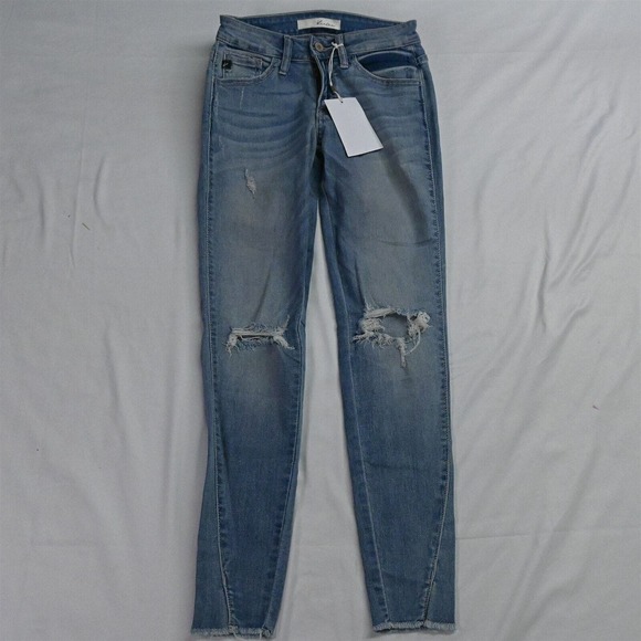 KanCan 0 / 23 High Rise Skinny‎ Raw Hem Destroyed Stretch Denim Jeans - Picture 1 of 7